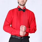 voordelige strijkvrije overhemden voor heren-Voor heren Overhemd Overhemd met knopen Effen Bruiloft Feest Zwart Geel Rood Blauw Lange mouw Revers Lente &amp; Herfst Kleding