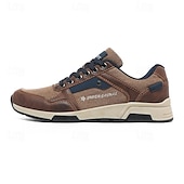 cheap Men&#039;s Sneakers-Men&#039;s Brown Casual Sneakers - Leather and Canvas Lace-Up Walking Shoes for Everyday Wear