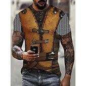 お買い得  レトログラフィック-テンプル騎士団 ウォリアーズ Ｔシャツ(21) プリント 3D グラフィック柄 用途 男性用 成人 カーニバル マスカレード 3Dプリント カジュアル／普段着