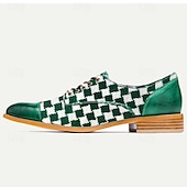 baratos Sapatos Sociais Elementares-Homens Oxfords Xadrez Tartã Couro Pele Respirável Confortável Antiderrapante Com Cadarço Verde Outono Inverno