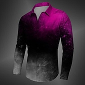 cheap Halloween Shirts-Men&#039;s Shirt Button Up Shirt Long Sleeve Casual Dark Business Daily Fall Winter Spring &amp; Summer Turndown Shirt Collar Button Up 3D Print Yellow Red Blue Purple Green
