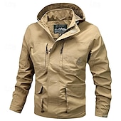 cheap Men&#039;s Jackets &amp; Coats-Men&#039;s Outdoor Jacket Transition Jacket Hiking Removable Multiple Pockets All Seasons Plain Casual Hooded Regular Black Khaki Dark Blue Gray Jacket