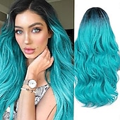 abordables Perruques de fête-Perruques longues ondulées longue perruque bouclée pour femmes partie centrale look naturel cheveux synthétiques Halloween cosplay soirée