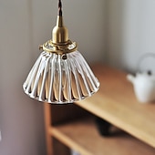 cheap Pendant Lights-LED Pendant Light Warm White 14cm 1-Light Natural Decorative Lamp Base Hanging Lamp Adjustable Rope Indoor Light Translucent Patterned Glass Lampshade Ceiling Hanging Light Dining Room Living Room 110-240V