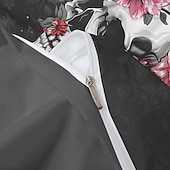 baratos Quarto de Halloween-Conjunto de capa de edredom com caveira floral de Halloween – inclui capa de edredom e fronhas – design assustador e festivo – tecido macio e confortável – perfeito para decoração de casa de Halloween