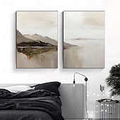preiswerte Landschaftsgemälde-Landschaftsölgemälde handgemachtes beiges abstraktes Gemälde handgemaltes beiges Ölgemälde braunes Gemälde strukturierte minimalistische Kunst Bergkunst Gemälde für Wohnzimmer Schlafzimmer