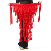 abordables Ropa de danza del vientre-Bufanda de danza del vientre para mujer, falda con cinturón, cinturón de baile latino, falda ondulada con borlas para rendimiento