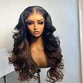 economico Parrucche lace front capelli veri-Cappelli veri 13x4 Pizzo Frontale Parrucca Parte libera Brasiliano Onda sciolta Ricci sciolti Multicolore Parrucca 130% 150% Densità dei capelli Capelli schiariti 100% Vergine Senza colla Pre-a