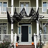 halpa Halloween-ulkoilmakoristeet-halloween musta kammottava kangas pelottava sideharsokangas oviaukot verkkokangas kummitustaloon kammottavia ja pelottavia halloween-koristeita