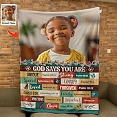 cheap Personalized Textiles-Customized Blanket Personalized Gifts God Says You Are Bible Verses For Daughter, Son - Personalized Photo Blanket