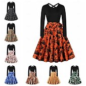 levne Šaty-Retro 50. léta Šaty A-Line šaty Houpací šaty Květinový Dámské Karneval Plesová maškaráda Běžné / Denní loučení se svobodou nevěsty Dospělé Šaty Šaty pro návrat domů