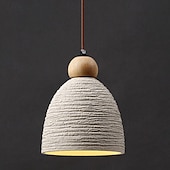abordables Éclairages pour îlot-Lampe suspendue LED en bois de ciment, source de lumière 3 couleurs, 16/20/50/70 cm, 1/2/3 lumières, luminaire suspendu en béton industriel moderne et élégant, style wabi-sabi japonais, dôme en ciment