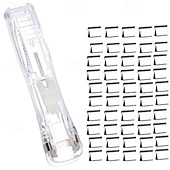 cheap Office Supplies-Paper Clam Clip Dispenser Handheld File Document Clipper with 50 Reuseable Stainless Steel Refill Clips for Home Office School