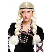 cheap Historical Wigs-Blonde Viking Wig Carnival Cosplay Party Wigs