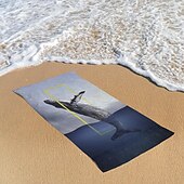 Недорогие Наборы полотенец-Пляжное полотенце с принтом океанского кита, мягкое и быстросохнущее полотенце для ванной, супер впитывающее легкое полотенце, подходящее для пеших прогулок, фитнеса, 150x80 см