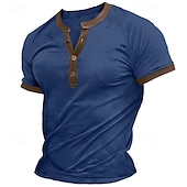 Men's Henley Shirt Tee Top Solid Color Henley Outdoor Casual Short Sleeve Button Clothing Apparel Fashion Designer Comfortable 16