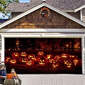 Halloween Door Decorations Halloween Garage Door Cover Pumpkins Jack O Lantern Outdoor Banner Ghost Bats Large Backdrop Decoration for Holiday Out door Decorations Door Home Wall Decorations 42