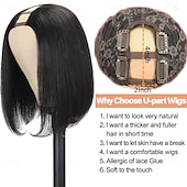 cheap Human Hair Capless Wigs-Remy Human Hair Wig Short U Part Straight Bob U Part Short Bob Natural Color Women Soft Easy dressing Capless Brazilian Hair Women&#039;s Natural Black #1B 8 inch 10 inch 12 inch Christmas Gifts Vacation