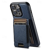 お買い得  iPhone用ケース-電話 ケース 用途 iPhone 16 iPhone 15 プロマックスプラス iPhone 14 13 12 Pro Max Plus バックカバー スタンド付き 磁石バックル ワイヤレス充電をサポート レトロ風 TPU PUレザー