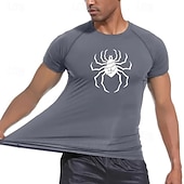 Недорогие Футболки и майки для бега-Муж. Компрессионная футболка Спортивная рубашка Фитнес-рубашка С короткими рукавами Футболка Футболка Повседневные Одежда для спорта и отдыха Лето Пауки