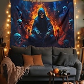 billige Halloween dekorasjon-halloween dekorasjoner grønne hodeskaller hengende billedvev veggkunst stor billedvev veggmaleri dekor fotografi bakteppe teppe gardin hjem soverom stue