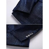 billige Blazere for menn-Herre Blazer Formell kveld Fritid / hverdag Søt Alle årstider 65%Cotton 35%Polyester Ensfarget / vanlig farge Paljetter Fritid Bryllup Enkeltkneppet Blazer Sølv Svart Rød Blå