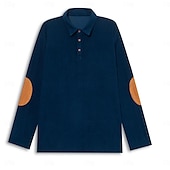 cheap Men&#039;s Classic Polo-Men&#039;s Corduroy Shirt Button Up Polos Casual Sports Lapel Long Sleeve Fashion Basic Color Block Patchwork Button Spring Fall &amp; Winter Regular Fit Army Green Navy Blue Brown Gray Corduroy Shirt