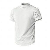 cheap Ribbed Knit Tee-Men's T Shirt Muscle Shirt Ribbed Knit tee Tee Top Short Sleeves Turtleneck Summer Plain Pit Strip Fashion Designer Basic Slim Fit Vacation Street Going out Green Top Tee for Men