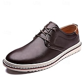 baratos Casual-sapatos masculinos casuais azul marinho - elegantes oxfords de couro com cordões e sola branca para negócios e uso diário