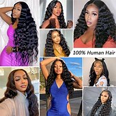 levne Paruky z přírodních vlasů se síťkou ofina-lidské vlasy předtrhané lidské vlasy 13x4 hd transparentní volné hluboké vlnění krajka přední paruky lidské vlasy pro černé ženy 150% hustota odbarvené uzly s dětskými vlásky 20 palců