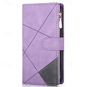 Недорогие Чехлы для Samsung-телефон Кейс для Назначение SSamsung Galaxy Z-сгиб 6 Z Fold 5 Z Fold 4 Z Fold 3 Кошелек для карт Магнитный Молния с ремешком на запястье Ретро Геометрический рисунок ПК Кожа PU