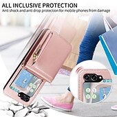 Недорогие Чехлы для Samsung-телефон Кейс для Назначение SSamsung Galaxy Z-флип 6 Z Flip 5 Кошелек для карт со стендом Молния с ремешком Ретро ТПУ Кожа PU