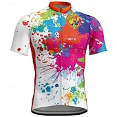 preiswerte Radtrikot Herren-Herren Radtrikot Graffiti Kurzarm Fahhrad T-Shirt Trikot mit 3 Gesäßtaschen Mountainbike MTB Schnelltrocknend Anatomisches Design Feuchtigkeitsableitend Atmungsaktiv Sport Weiß Gelb Blau Bekleidung