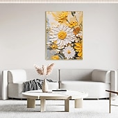preiswerte Blumen-/Botanische Gemälde-reines handgemachtes 3D-Gemälde mit weißen Blumen auf Leinwand, Ölgemälde, handgemaltes abstraktes Leinwandgemälde, handgemachtes Blumengemälde, Wandkunstbild für Wohnzimmer, Schlafzimmerdekor