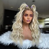 cheap Human Hair Lace Front Wigs-Unprocessed Virgin Hair 13x4 Lace Front Wig Free Part Brazilian Hair Wavy Blonde Multi-color Wig 130% 150% Density with Baby Hair Ombre Hair 100% Virgin For Women Long Human Hair Lace Wig