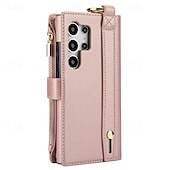 Недорогие Чехлы для Samsung-телефон Кейс для Назначение SSamsung Galaxy S24 S23 S22 S21 Ultra Plus A55 5G A14 A54 А73 А53 Samsung A13 5G S25 Ультра Кейс на заднюю панель Кошелек для карт со стендом Кольца-держатели Молния Ретро