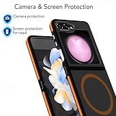 お買い得  サムスン用ケース-電話 ケース 用途 サムスンのギャラクシー Zフリップ6 Z Flip 5 バックカバー ワイヤレス充電をサポート 黄ばんでいない 耐衝撃 レトロ風 TPU