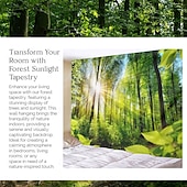 billige Skogteppe-landskap skog solskinn hengende billedvev veggkunst stor billedvev veggmaleri dekor fotografi bakteppe teppe gardin hjem soverom stue dekorasjon