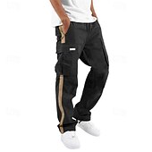 cheap Cargo Pants-Men&#039;s Cargo Pants Cargo Trousers Drawstring Elastic Waist Multi Pocket Stripe Wearable Outdoor Daily Camping &amp; Hiking Fashion Classic Black White