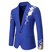 economico Blazer Classici da Uomo-Per uomo Giacca Attività commerciale Ricevimento di matrimonio Senza pantaloni eleganti Di tendenza Informale Primavera &amp; Autunno Poliestere Tessuto uniforme Liscio Stampe Pulsante Casual / quotidiano