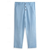 cheap Holiday-Men&#039;s Linen Pants Trousers Summer Pants Beach Pants Front Pocket Straight Leg Plain Comfort Breathable Business Casual Daily Fashion Basic Black White