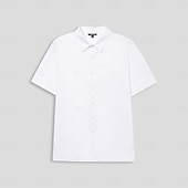 economico Camicie Elite da Uomo-Per uomo Camicia di lino Camicia button-down Camicia casual Bianco Blu Grigio Manica Corta Tinta unica Collo ripiegato All&#039;aperto Casual Bottoni Abbigliamento Vacanza Quotidiano Canotta sportiva