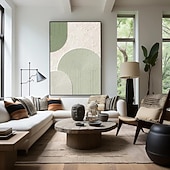 levne Zátiší-olejomalba ručně béžová wabi sabi olejomalba ručně malovaná nástěnná malba zelená béžová abstraktní malba velká zelená minimalistická nástěnná malba béžová texturované plátno neutrální nástěnná