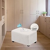 abordables Housse de pouf-Housse de pouf en velours rectangulaire, housse de rangement pour pouf, housse de repose-pieds épaisse et extensible avec bande élastique