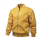preiswerte Herrenjacken &amp; Herrenmäntel-Herren Bomberjacke übergangsjacke Ausgehen Tasche Frühling &amp; Herbst Einfach Klassisch Stehkragen Regulär Schwarz Gelb Rot Königliches Blau Hellgrau Jacken