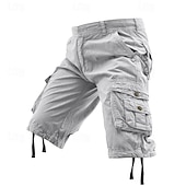 baratos Clássico-Homens Shorts táticos Capri Cargo Shorts Bermuda Cargo Calção Shorts de Trilha Botões Bolso multi Tecido Vestível Comprimento da panturrilha Ao ar livre Diário Acampar e Caminhar Moda Clássico Preto