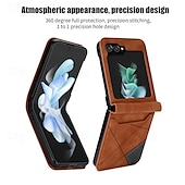 cheap Samsung Cases-Phone Case For Samsung Galaxy Z Flip 7 Z Flip 6 Z Flip 5 Z Flip 4 Z Flip 3 Flip Cover Card Slot Shockproof Retro Geometric Pattern PC PU Leather