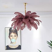 cheap Chandeliers-LED Pendant Light Chandelier Gorgeous Extra Large 80cm Ostrich Feather Bouquet 5-light Pendant Light Romantic Mounted Lighting Fixture for Restaurant Bedroom Chain Adjustable