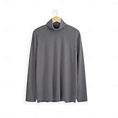 お買い得  ベーシックTシャツ-男性用 Tシャツ タートルネックシャツ 長袖シャツ 長袖 ロールカラー 春 &amp; 秋 平織り ファッション デザイナー カジュアル ストリート スポーツ 祝日 グリーン メンズトップTシャツ