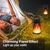 preiswerte Halloween Requisitenbeleuchtung-Solarlaternen für den Außenbereich, wasserdicht, flackernde Flamme, LED-Hängelaternen, dekorative Solarleuchten für den Außenbereich, für Garten, Terrasse, Weg, Hof, Halloween, Innen- und Außendekoration, 1 Stück